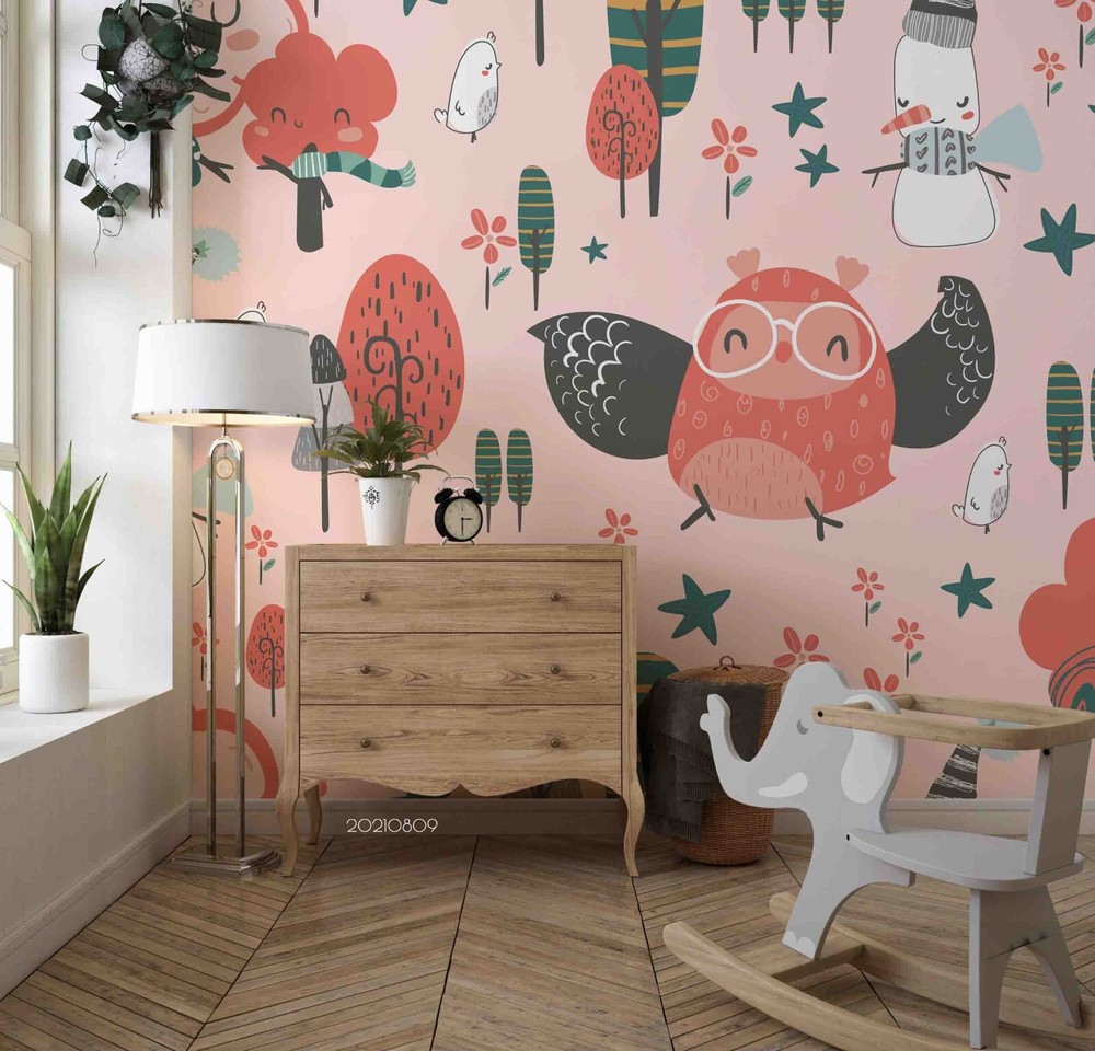 3D Cartoon Forest Animal Snowman Wall Murals Wallpaper Murals Wall Sticker 126