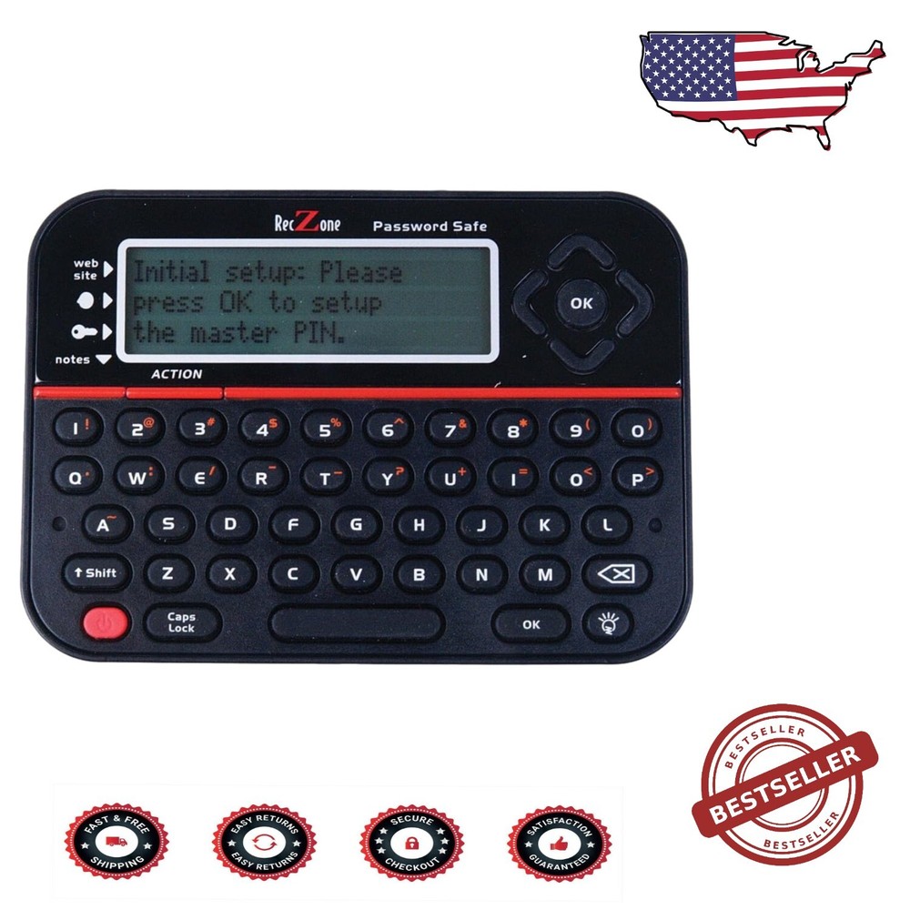 Compact Password Vault with Backlit LCD & QWERTY Keyboard for Ultimate Security-image