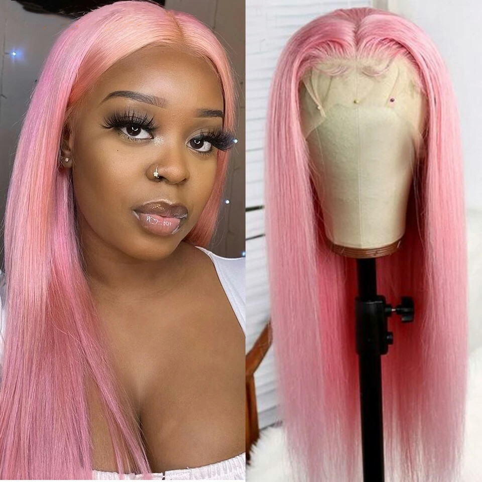 Long Pink Silky Straight Lace Front Wig for Cosplay & Parties