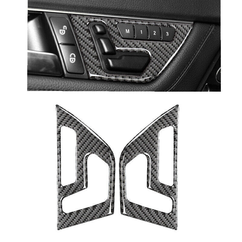 Carbon Fiber Seat Adjust Button Panel Cover Trim For Benz C Class W204 2007-13