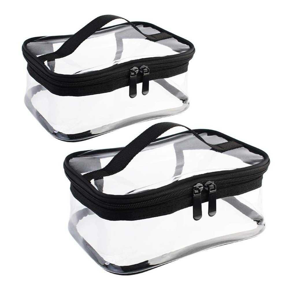 2 Pack Waterproof Clear Zipper Makeup Bag for Cosmetics Travel