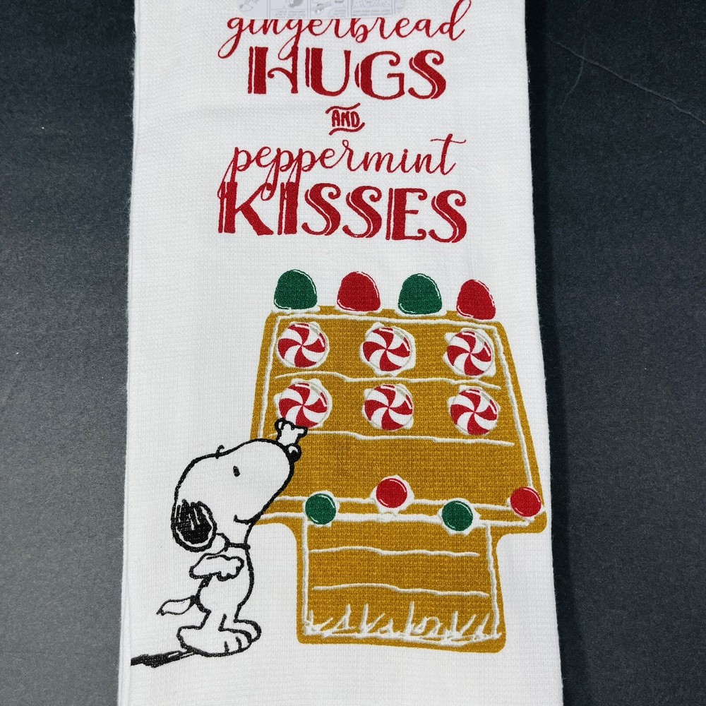 Snoopy Gingerbread Christmas Kitchen Towels 2-Pack XO Peppermint