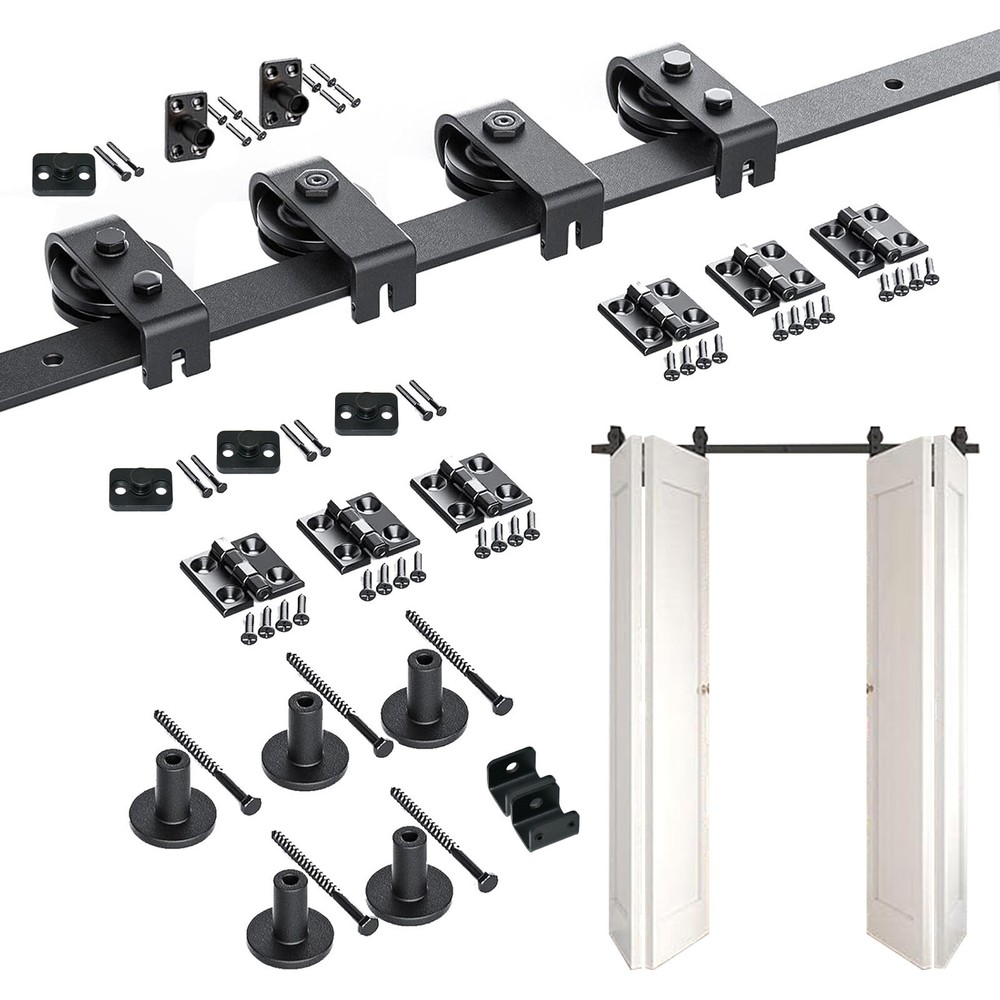 Sliding Barn Door Hardware Kit Modern Closet Hang Style Track Rail 4 Door