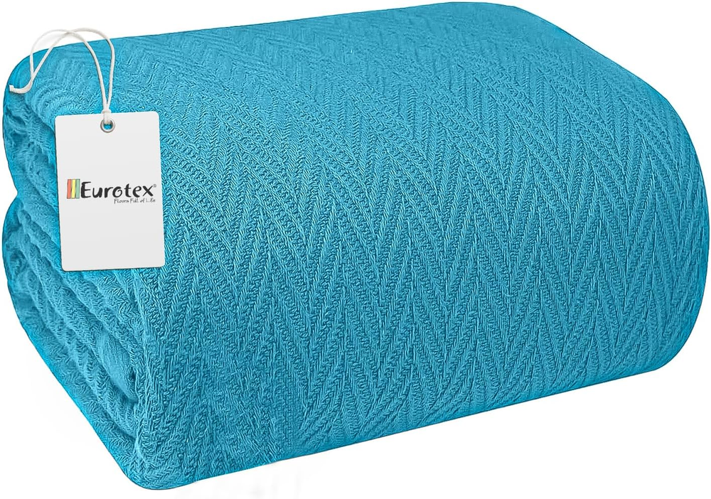 100% Cotton Blanket Queen Size for Bed - Soft Breathable and Thin Lightweight Th