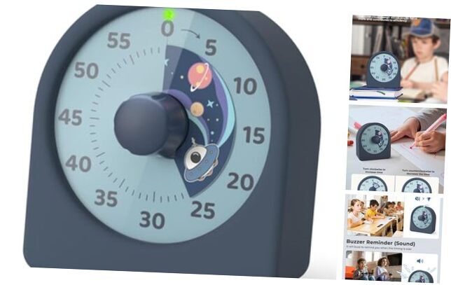 60-Min Rechargeable Visual Timer Clock for Kids Countdown