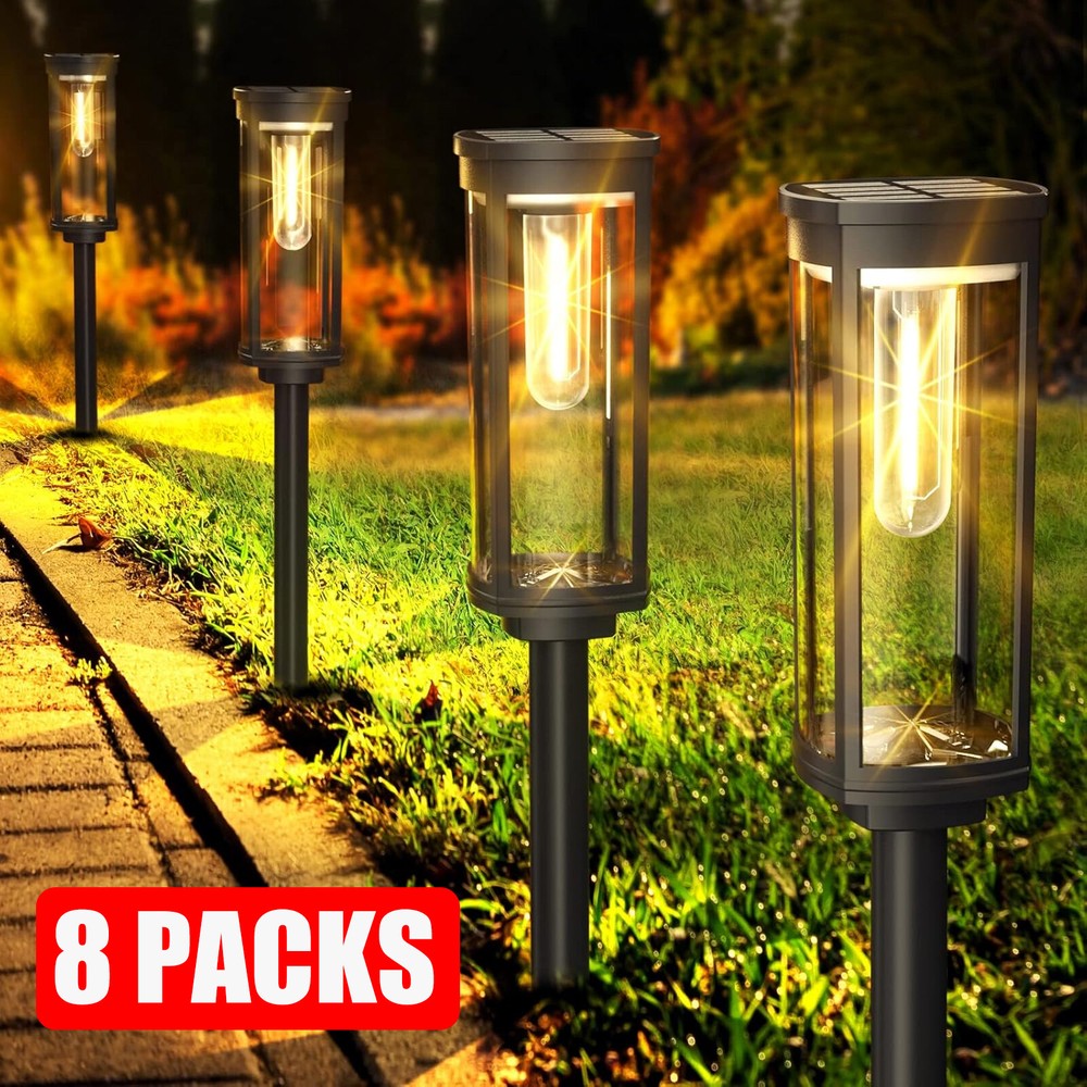 8PCS Solar LED Garden Lights Waterproof Outdoor Pathway Landscape Lawn Lamps H2K6