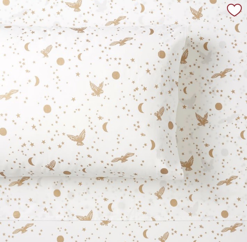 Harry Potter Enchanted Night Sky Twin XL Sheet Set - White & Gold - 3-Piece