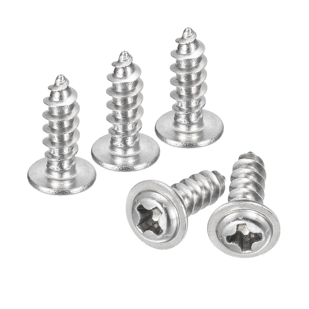 ST4x12x8mm Phillips Pan Head Self-tapping Screw with Washer, 50pcs (Silver)