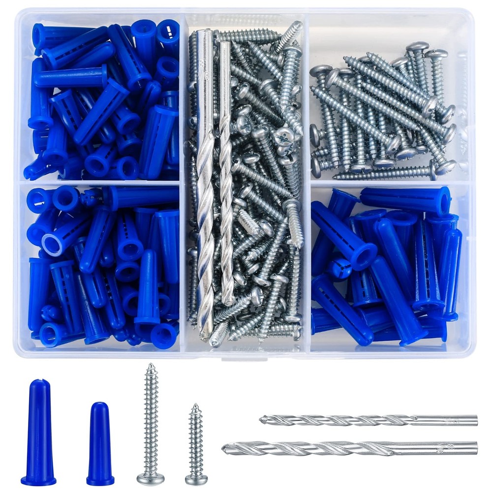 208 Pcs Concrete Anchors and Screws Kit, Drywall Anchors and Screws Heavy Dut...