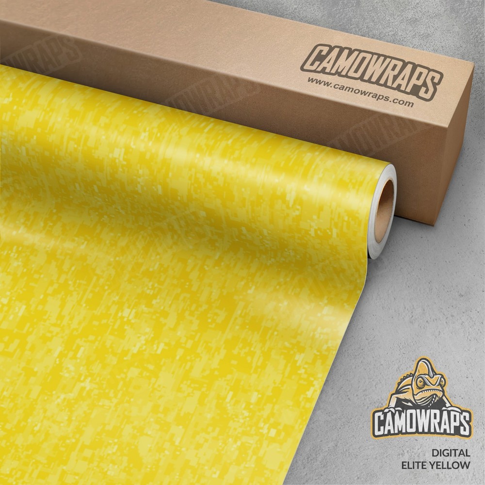 Digital Elite Yellow Camo Vinyl Wrap - Durable Cast Decal Film for Cars & More  