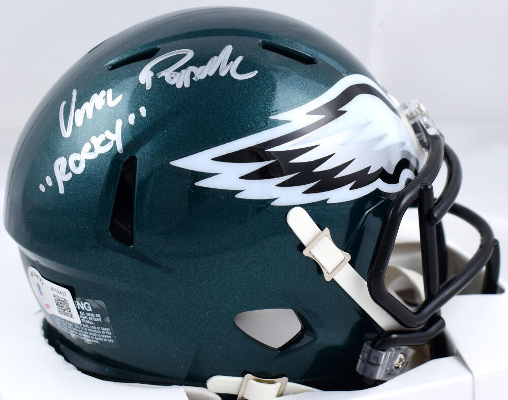 Vince Papale Autographed Eagles Speed Mini Helmet w/Rocky -Beckett W Hologram-image