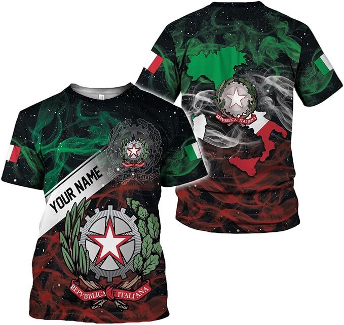 Custom Italian Pride T-Shirt with Italy Map and Flag Design