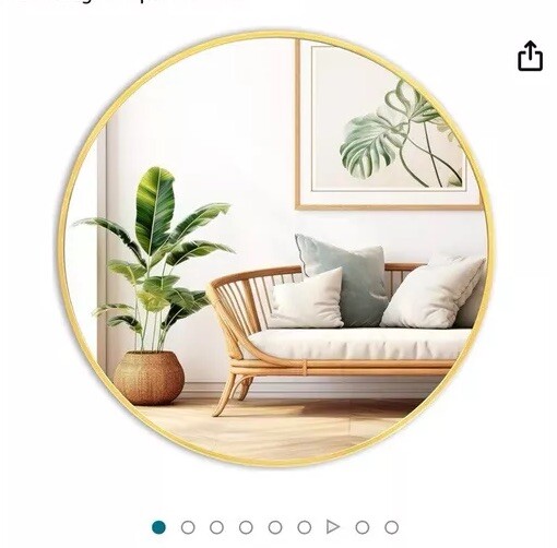 Fabuday Round Gold Mirror 30 Inch - Large Circle Mirror