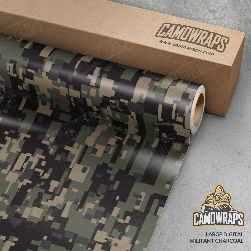 Large Digital Militant Charcoal Camo Vinyl Wrap - Durable Cast Decal Film for Vehicles