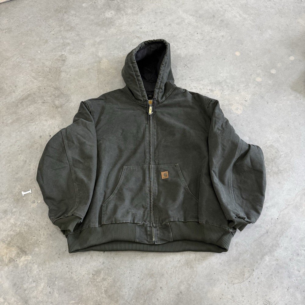 Carhartt J130 Vintage Moss Green Hooded Jacket for Men in 4XL