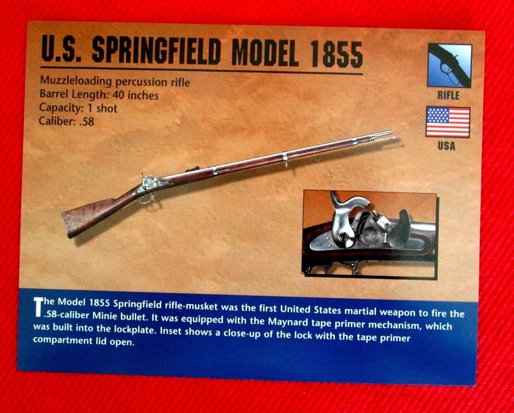 U.S. Springfield Model 1855 Rifle Classic Firearms Photo Card u