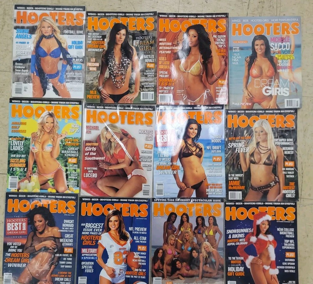 Lot Of 12 HOOTERS MAGAZINES Vintage Men’s 2008-2012 Each One Bagged