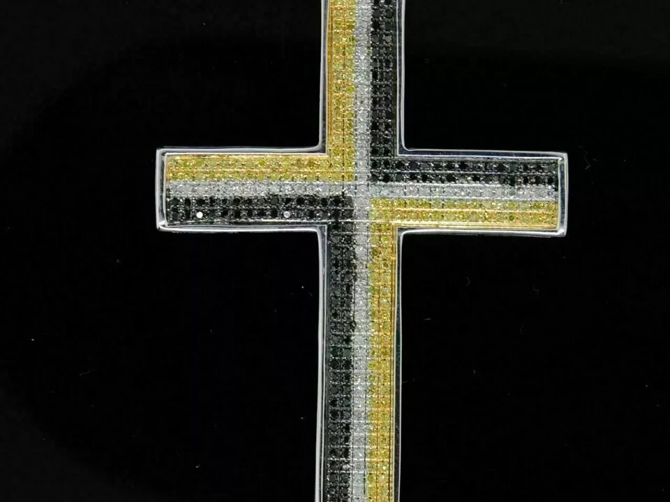 2.1Ct VVS1 Round Diamond Cross Pendant in 14K White Gold with Free 18 Inch Chain