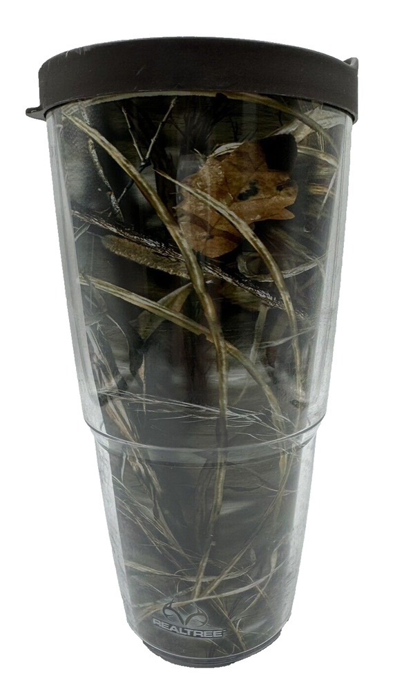 Tervis Brown Travel Cup Tumbler and lid Real Tree Camo 24 oz Double Walled