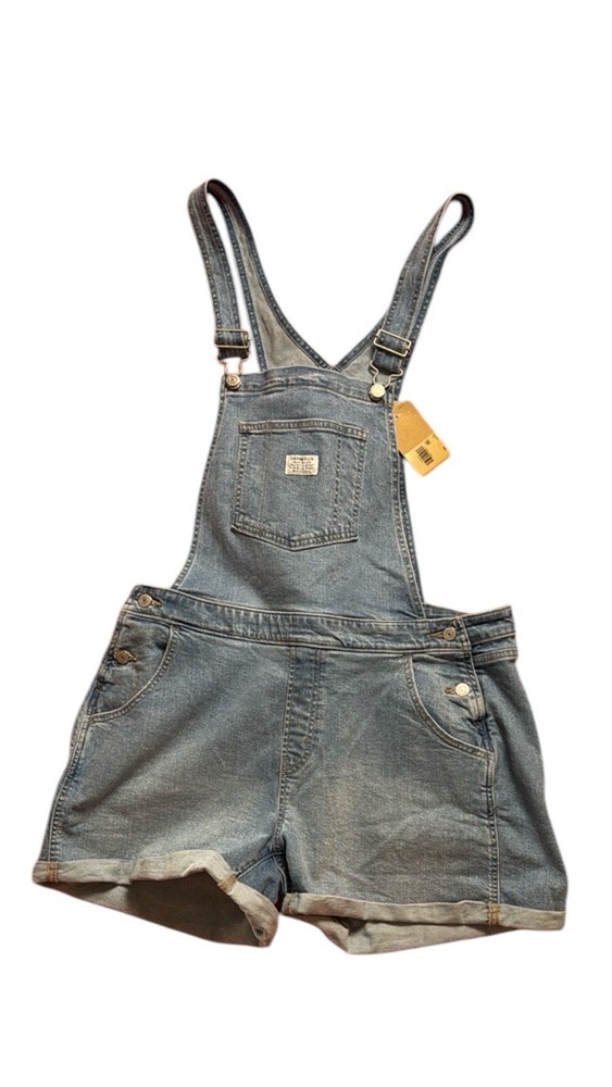 Levis Strauss Women’s Two Horse Brand Bib Overall Jean Shorts Blue Size 18W Plus