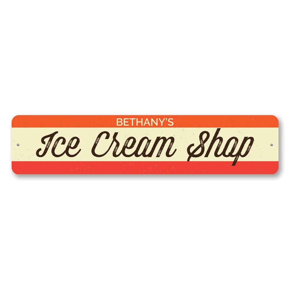 Ice Cream Shop Sign, Personalized Ice Cream Store Name Aluminum Metal Decor Sign