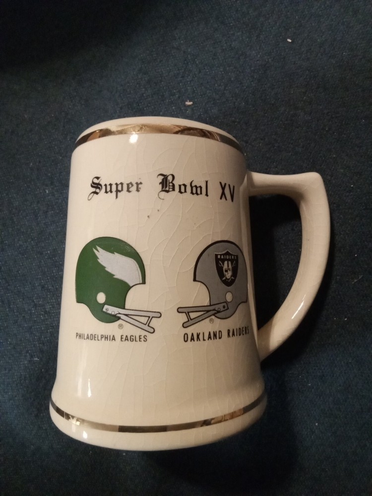 Oakland Raiders vs. Eagles NFL Super Bowl XV 1981 Stein Mug