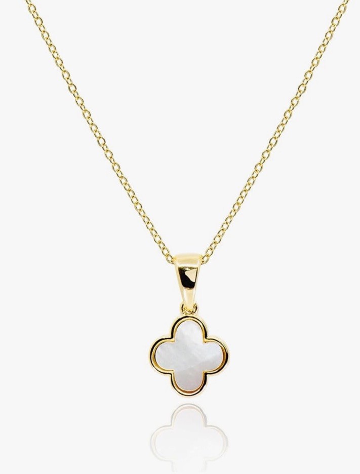 18K Gold Plated Clover Flower Necklace with Stainless Steel Pendant