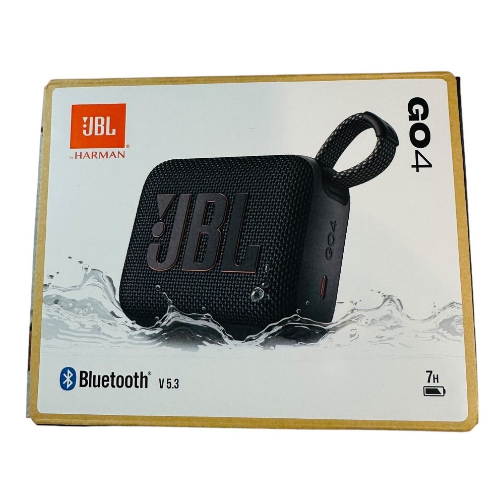 JBL Go 4 Portable Bluetooth Waterproof Speaker With 7-Hour Playtime Black NEW