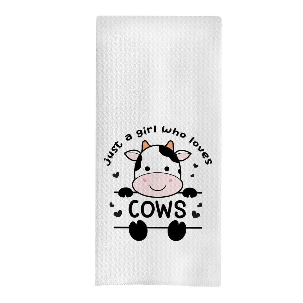 Cows Kitchen Towel Set Just A Girl Who Loves Cows 16x24 Inch Farmhouse Gift