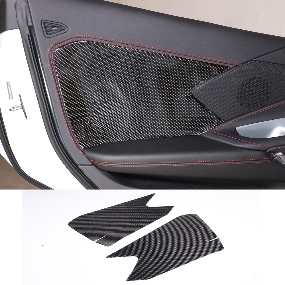 Real Carbon Fiber Interior Door Panel Cover Trim Sticker For Corvette C8 20-24