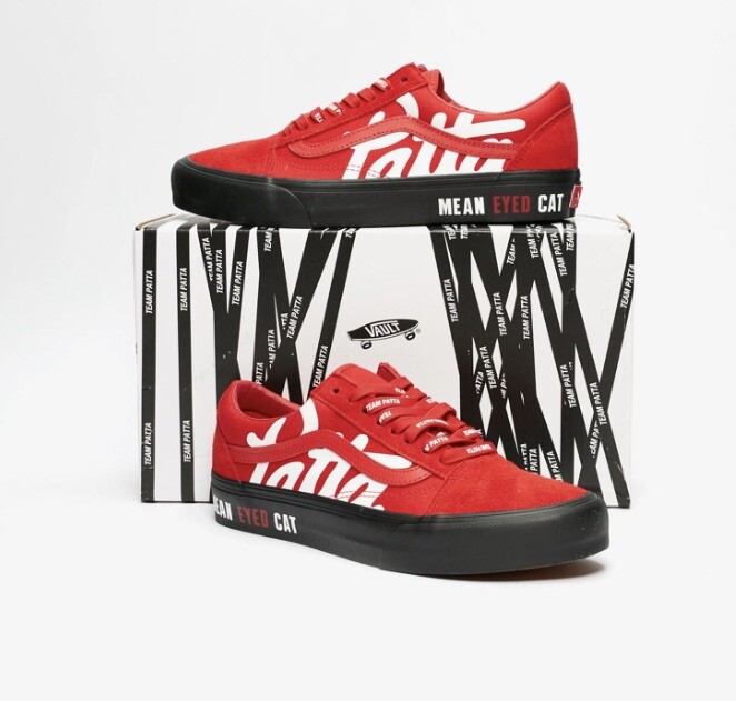 Patta X Vans Vault SK8 OLD SKOOL VLT LX High Risk Red Mens Size 10 Mean Eyed Cat