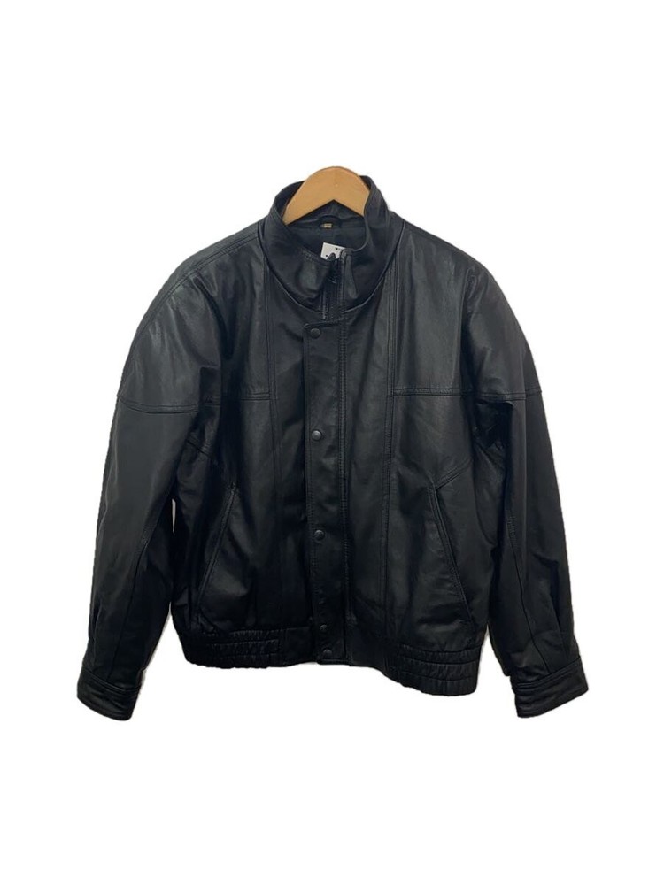 Men's Black Sheepskin Leather Blouson Jacket Size L Style 1266