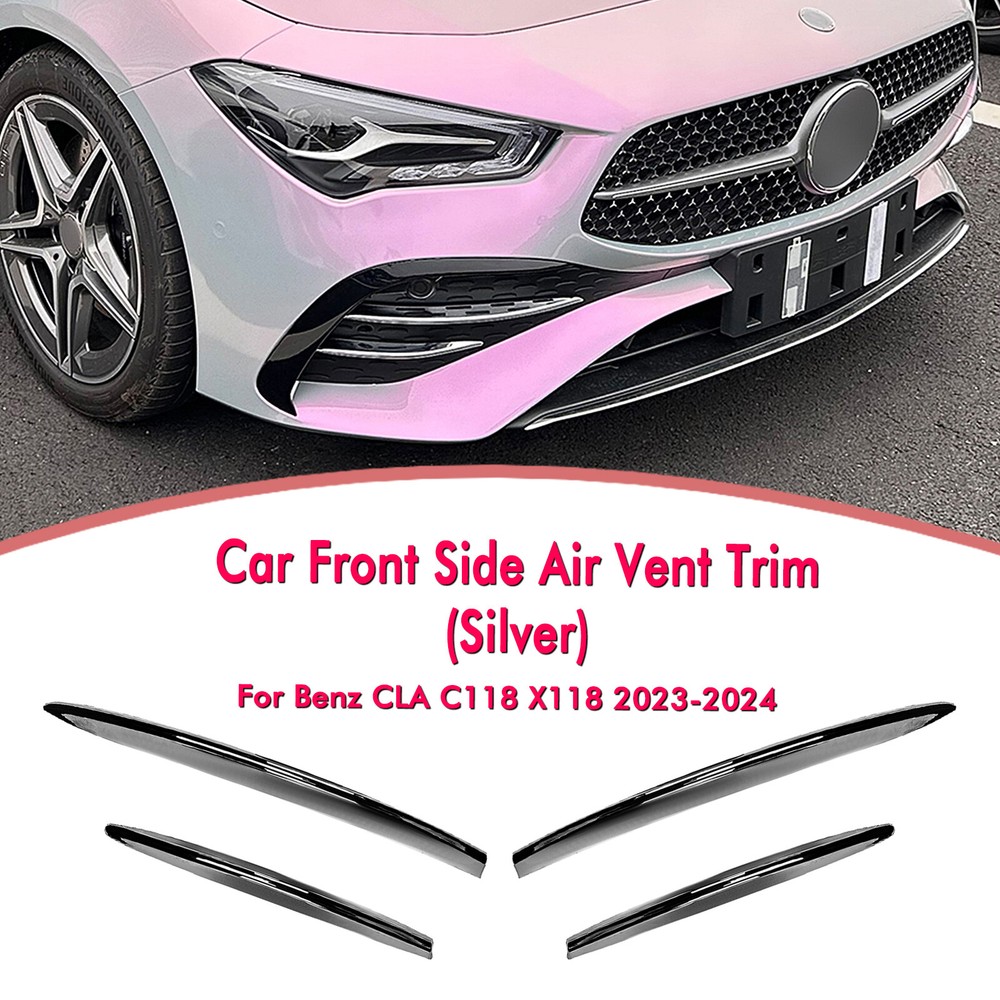 Chrome Front Bumper Side Air Vent Trims Cover For Benz CLA X118 C118 2023-2024