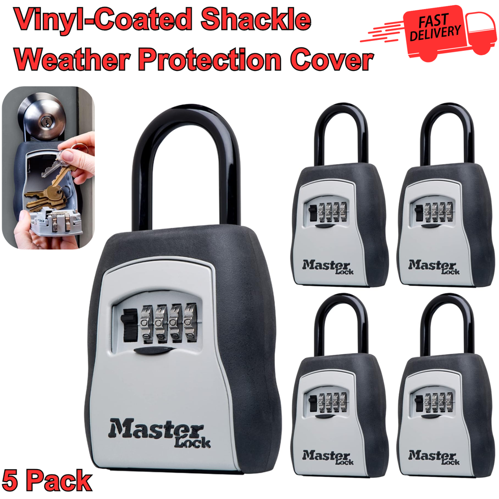 5-Pack Weatherproof Key Lock Box with Code for Realtors Rentals Home Security