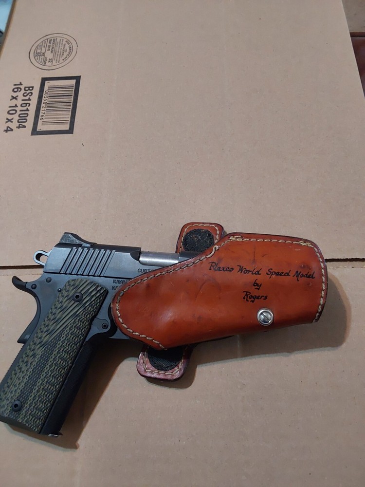 VINTAGE ROGERS PLAXCO WORLD SPEED COMPETITION HOLSTER For 1911 CROSS DRAW SIGNED