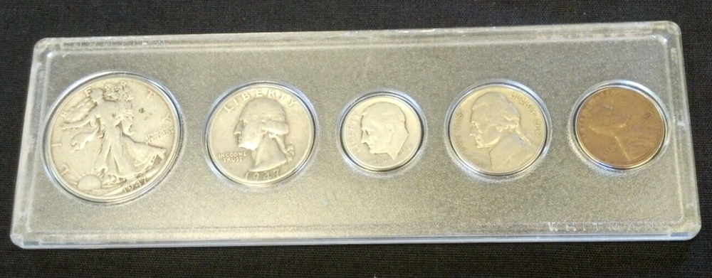 1947 BIRTH YEAR SET (5) COINS WITH (3) SILVER. REDUCED 7/12/24 (2092)