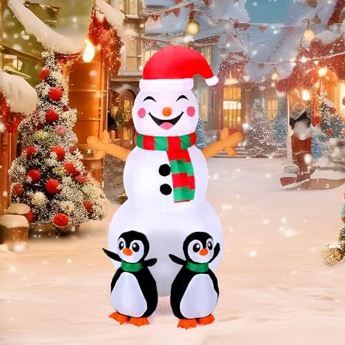6 FT Tall Christmas Inflatables Outdoor Decorations, Blow Up Penguin Branches
