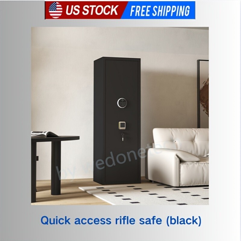 Biometric fingerprint lock gun safe with 3 pistol pockets and adjustable bracket-image