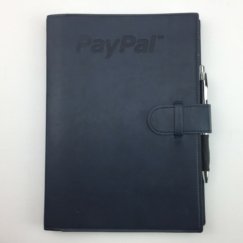 PayPal Logo Leather Journal Notebook White Lined Pen Office Notes Tablet-image