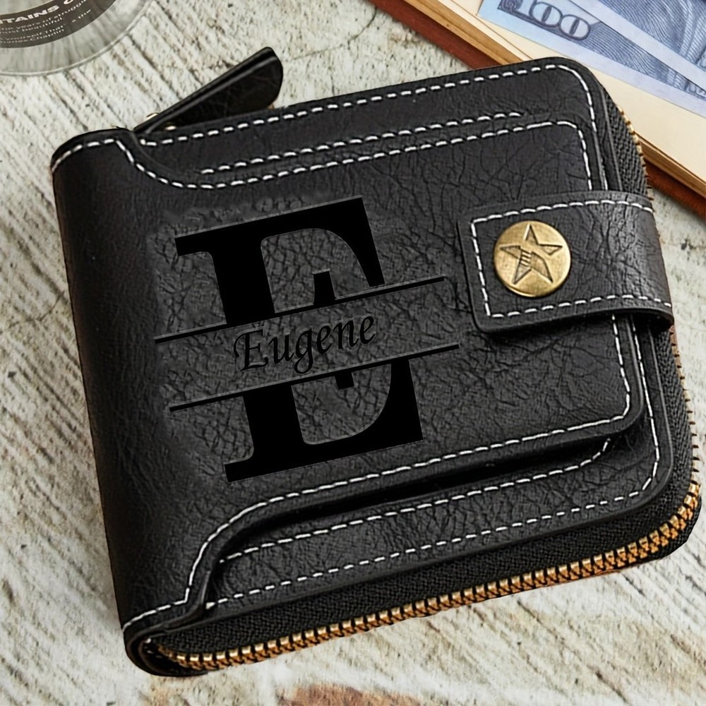 Custom Engraved Leather Wallet for Men - Personalized Gift for Dad-image