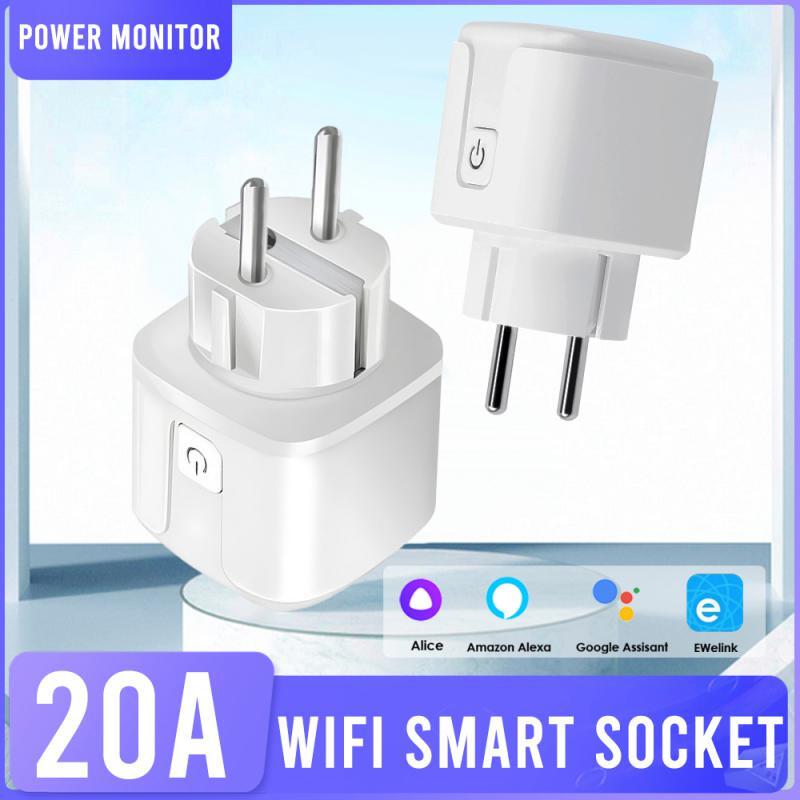EWelink Tuya WiFi Zigbee Smart Socket 20A EU Smart Plug With Power Monitoring Ti