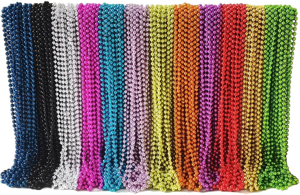 300 Reusable 7mm Mardi Gras Necklaces - Perfect for Festivals & Parades
