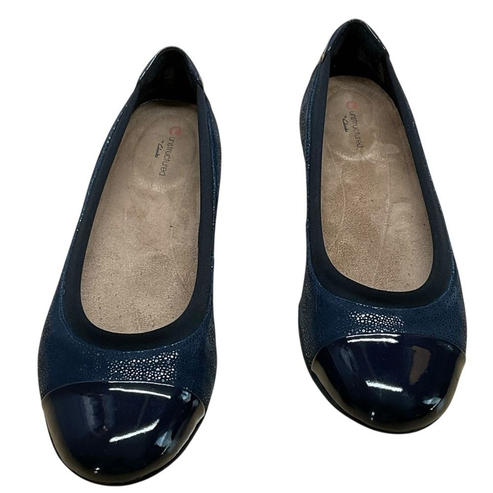 Clarks Navy Blue Nubuck Neenah Garden Ballet Flats Women Size 7.5 Unstructured