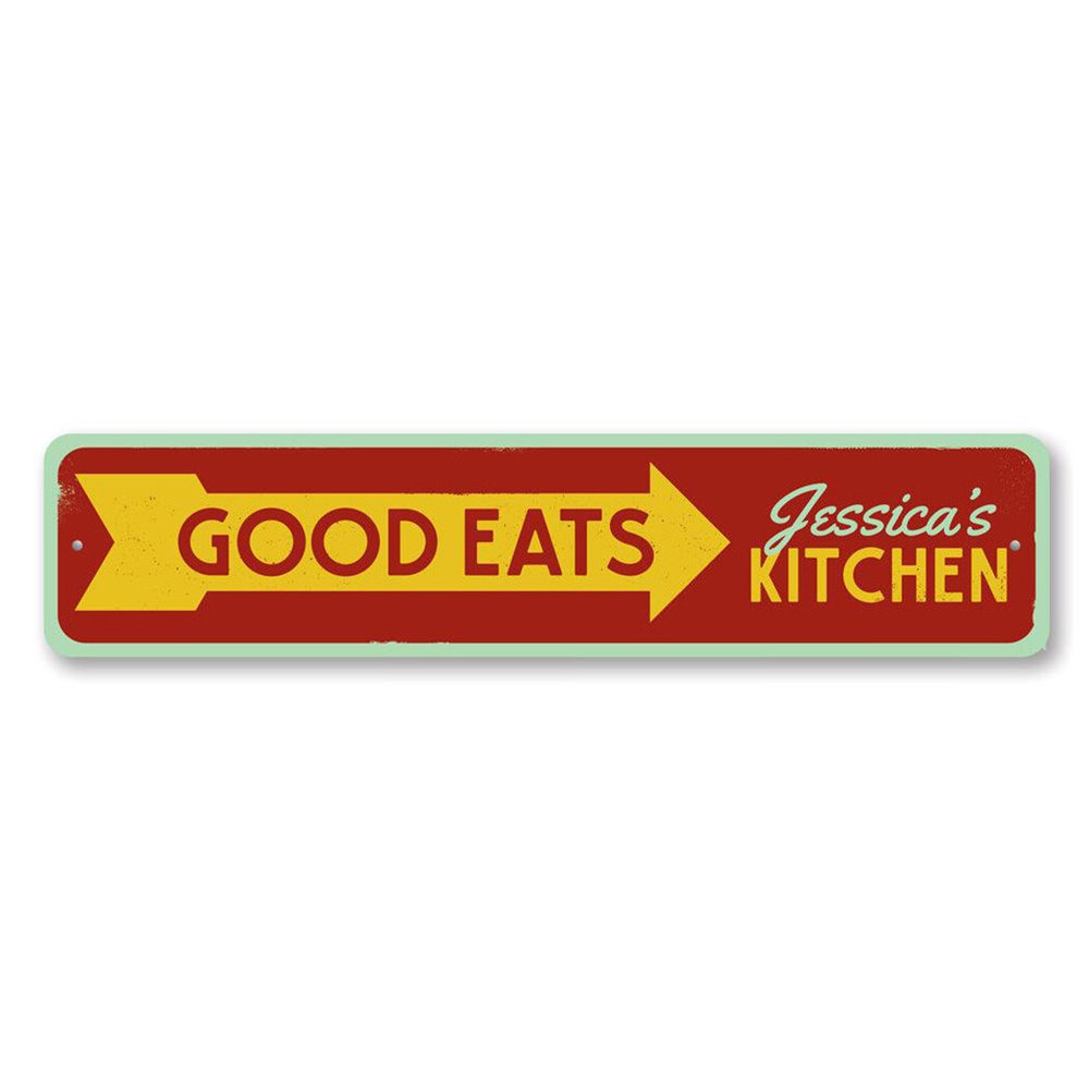 Personalized Good Eats Arrow Name Kitchen Aluminum Metal Decor Sign
