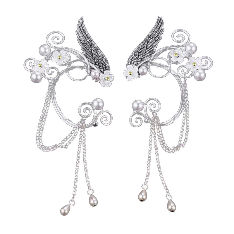 Handmade Elf Ear Cuffs Silver Wire Fairy Earrings Winding Design