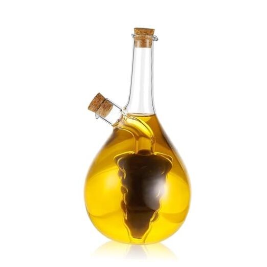 2 in 1 Glass Oil and Vinegar Dispenser Cruet for Olive Oil