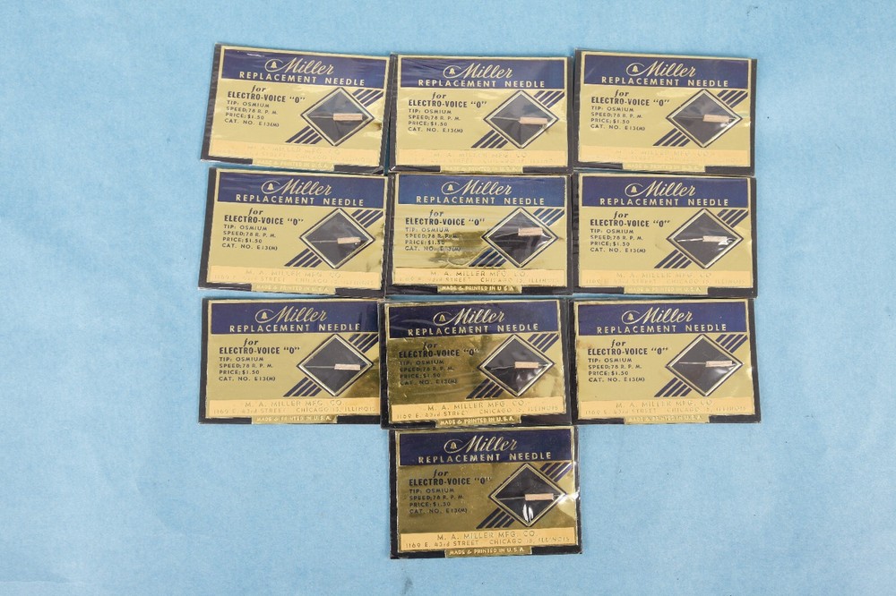 VTG Lot of 10 Unused Miller Electro-Voice O E-13 E-11 78 RPM Record Needles