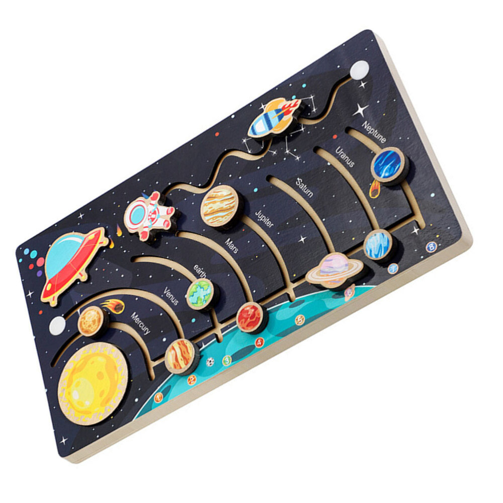 1 Set Planet Puzzle Matching Toy Wooden Puzzle Educational Solar System Kids
