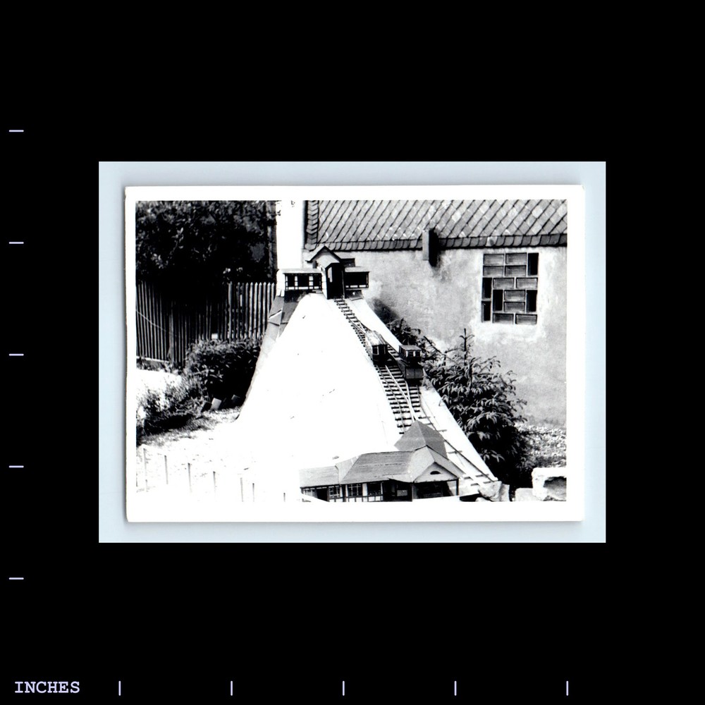 Vintage Photo MODEL TRAIN SET IN YARD BY HOUSE