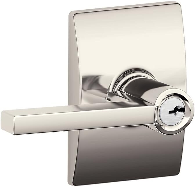 SCHLAGE F51A LAT 618 CEN Century Trim Keyed Entry Lever Lock in Satin Nickel